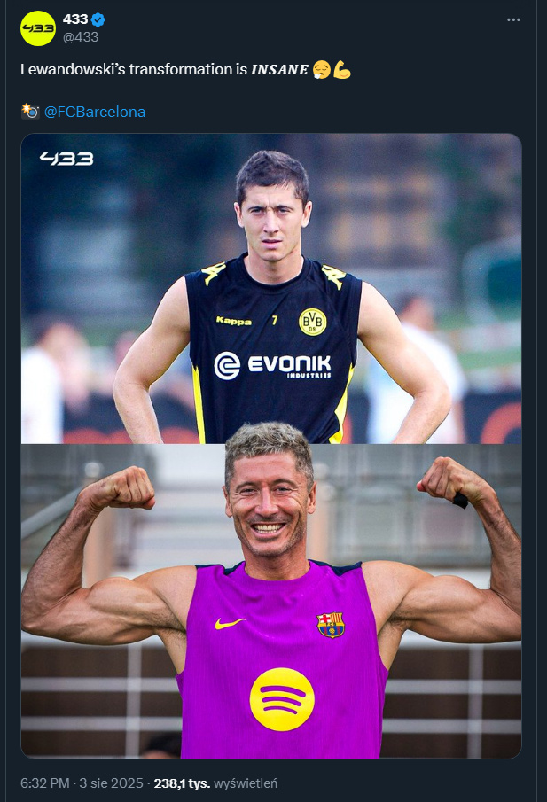 MEGA PROGRES formy fizycznej Lewandowskiego od czasu gry w BVB!