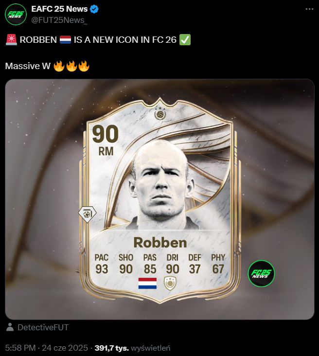 KOSMICZNA karta IKONY Arjena Robbena w grze EA Sports FC 26!