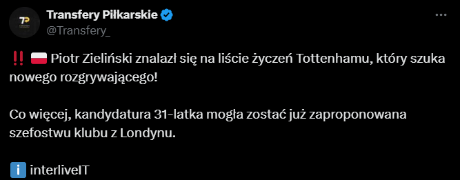 HIT! Zieliński na liście życzeń TEGO KLUBU Z PREMIER LEAGUE!