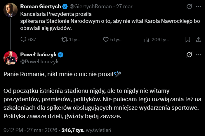 ODPOWIEDŹ spikera reprezentacji Polski na wpis Romana Giertycha xD