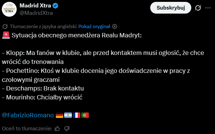 CZTERECH KANDYDATÓW na nowego trenera Realu Madryt i ich aktualna sytuacja [FABRIZIO ROMANO]