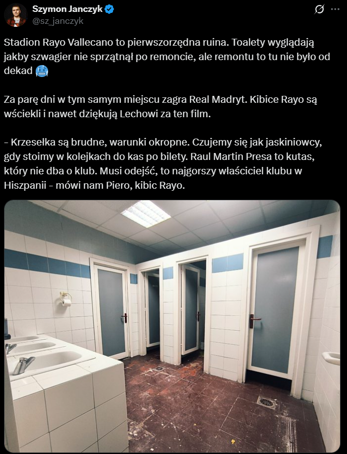 HIT! Tak wyglądają TOALETY na stadionie Rayo xD
