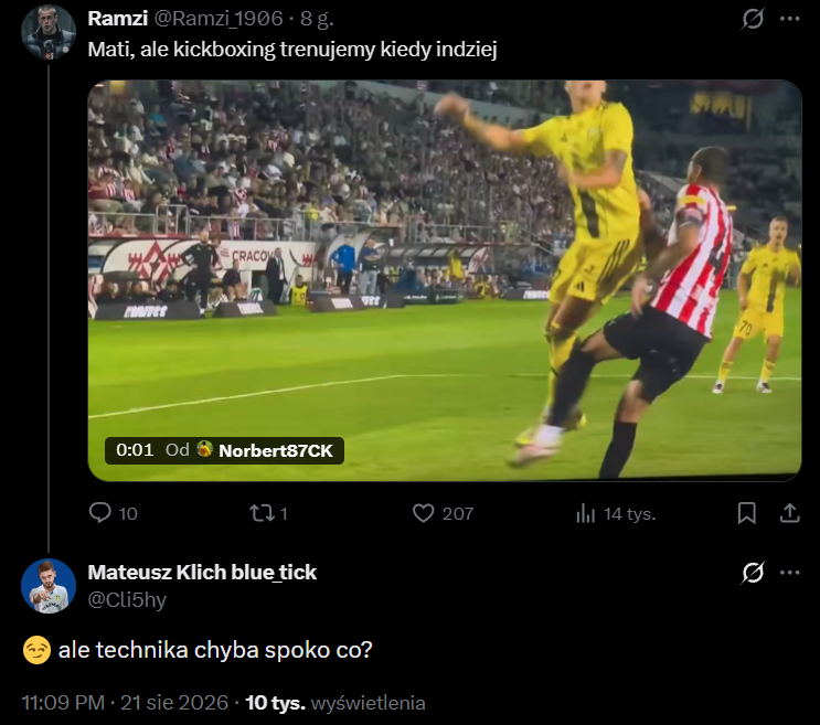 Tak Mateusz Klich SKOMENTOWAŁ SWÓJ FAUL, który dał Wieczystej rzut karny xD