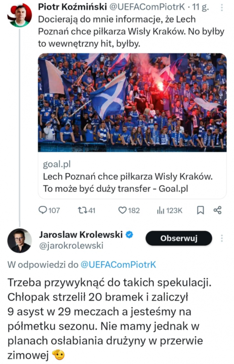 ODPOWIEDŹ Jarosława Królewskiego na PLOTKI łączące Rodado z Lechem!