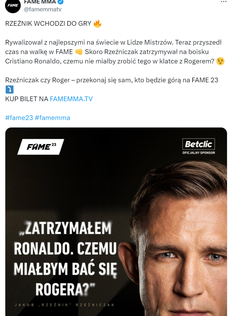 CYTAT Jakuba Rzeźniczaka z grafiki promującej FAME MMA xD