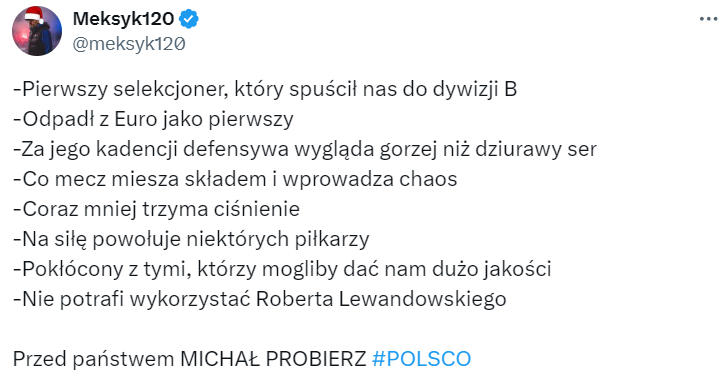 Tak jeden z użytkowników X PODSUMOWAŁ KADENCJĘ PROBIERZA xD