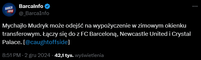 SKRZYDŁOWY Chelsea łączony z Barceloną!