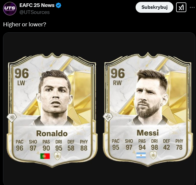 Tak mogą wyglądać KARTY IKON Ronaldo i Messiego w EA Sports FC O.o