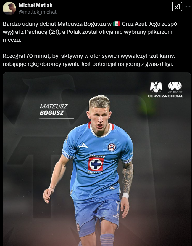 Tak Mateusz Bogusz ZADEBIUTOWAŁ w Cruz Azul! <3