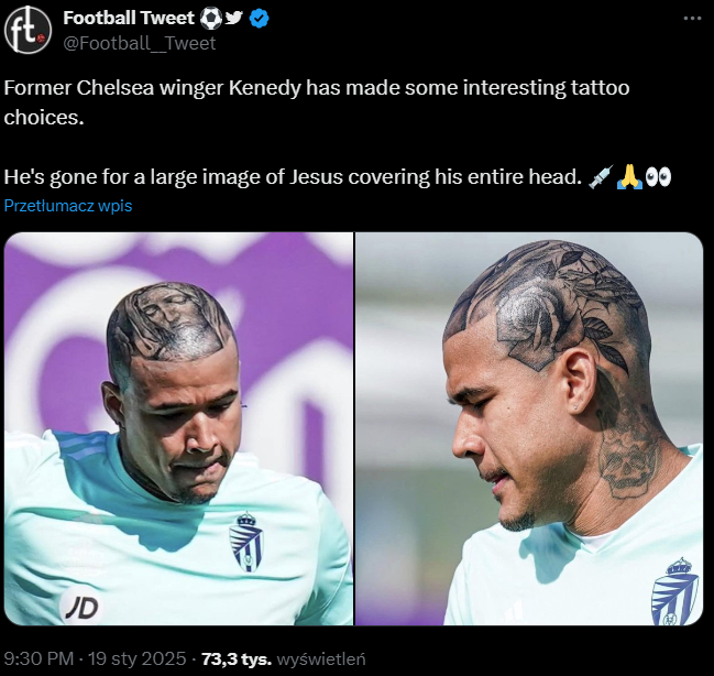 Były skrzydłowy Chelsea, Kenedy z nowym... TATUAŻEM NA GŁOWIE O.o