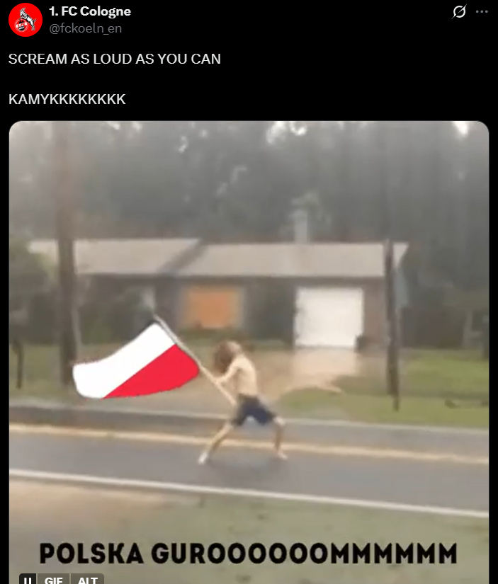 Takiego GIFA wrzuciło FC Koln po gola Kuby Kamińskiego xD