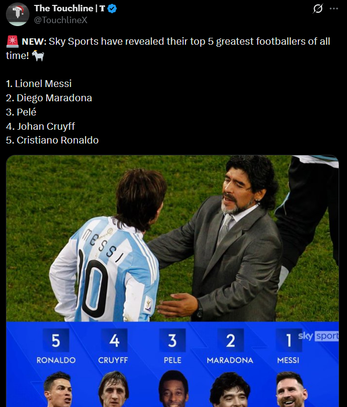 TOP 5 najlepszych piłkarzy W HISTORII według Sky Sports!