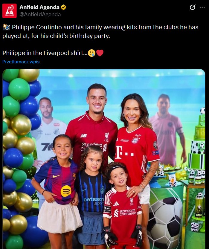 STROJE RODZINY Philippe Coutinho na urodzinach jego córki <3
