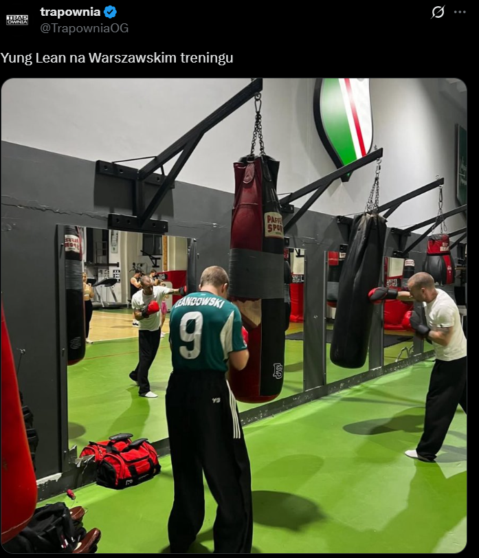 Szwedzki raper Yung Lean na trening w Warszawie ubrał koszulkę... xD