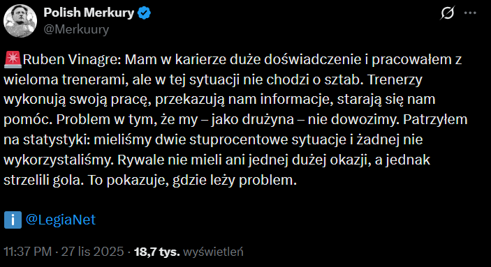 Ruben Vinagre ZIAGNOZOWAŁ PROBLEM Legii Warszawa! Nie chodzi sztab, a o...