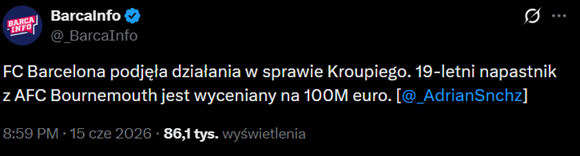 HIT! Barca rusza po 19-latka, którego WYCENIA SIĘ NA 100 MILIONÓW!