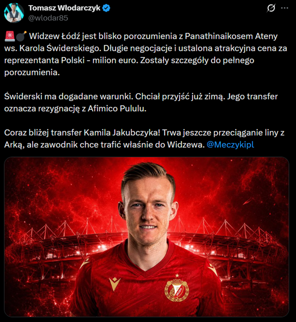 HIT! TYLE Widzewa zapłaci za Karola Świderskiego!