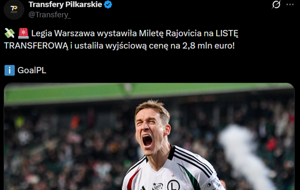 Mileta Rajović WYCENIONY przez Legię na aż... O.o
