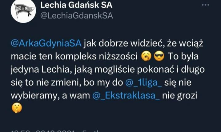 PAMIĘTNY Tweet Lechii Gdańsk z 2021 roku... xD