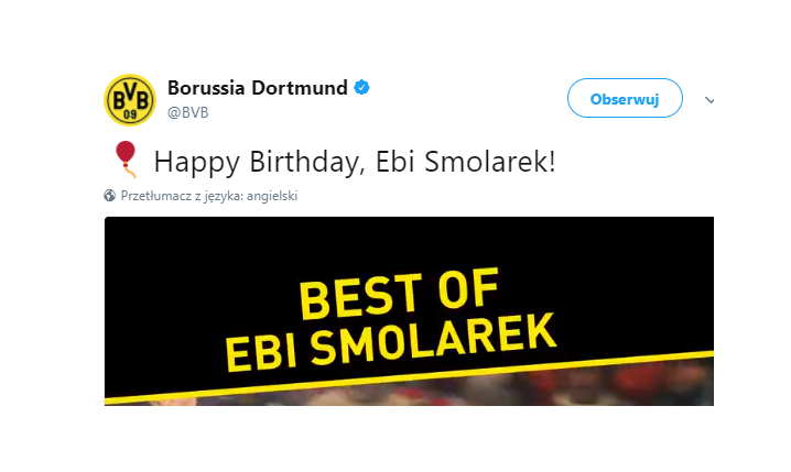 Borussia Dortmund pamiętała o urodzinach Smolarka [VIDEO]