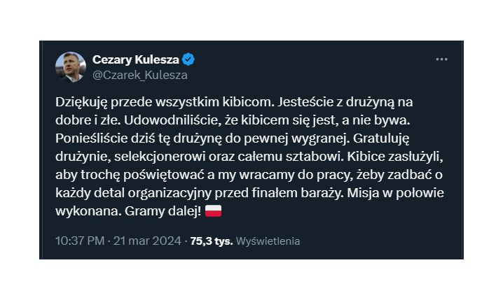 WPIS Cezarego Kuleszy po wygranej Polski z Estonią... :D