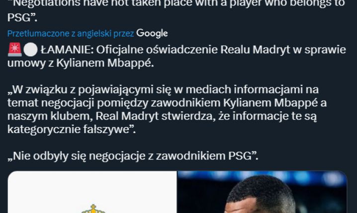 OFICJALNY KOMUNIKAT Realu Madryt ws. Kyliana Mbappe!