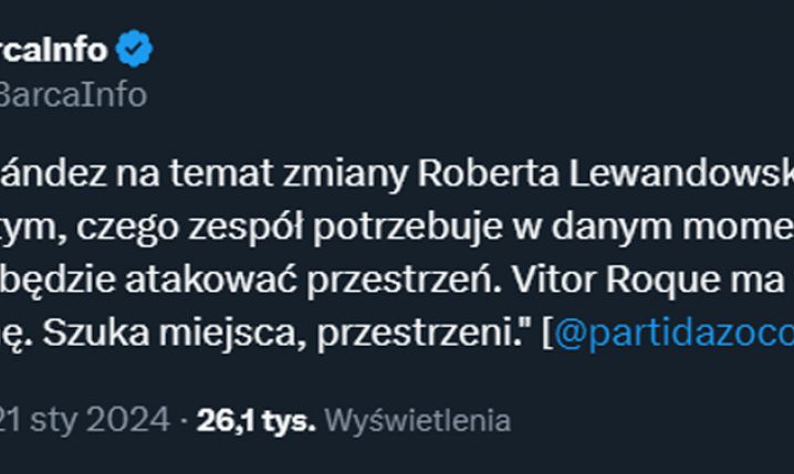 Zastanawiające słowa Xaviego nt. zmiany Lewandowskiego...