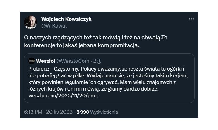 OSTRA reakcja ''Kowala'' na słowa Probierza na konferencji!