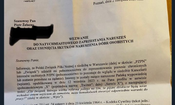 HIT! PZPN wysłał pismo do dziennikarza za TEN WPIS!