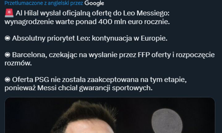 OFICJALNIE! JEST OFERTA DLA LEO MESSIEGO!