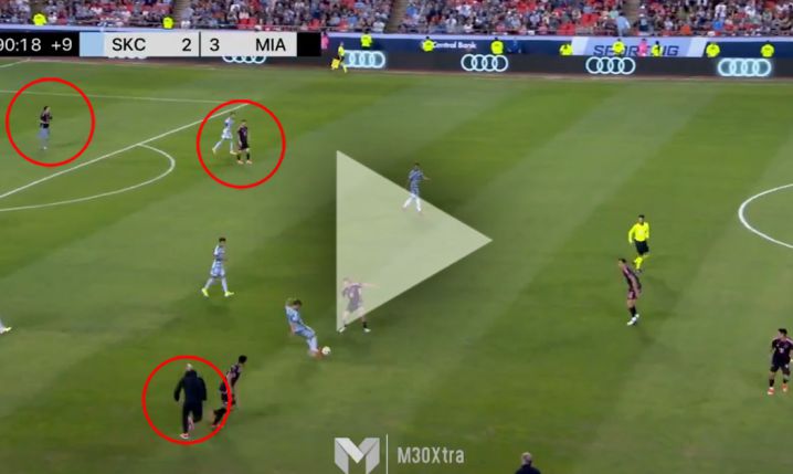 HIT! Ochroniarz Messiego wbiega na boisko podczas meczu, bo zauważył kibica... [VIDEO]
