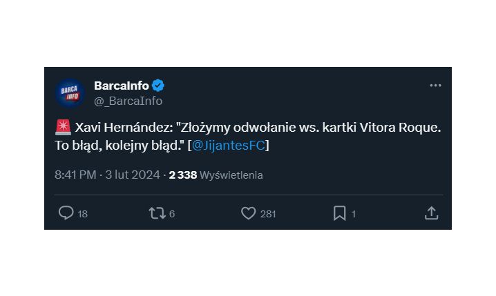 Tak Xavi skomentował czerwoną kartkę dla Vitora Roque!