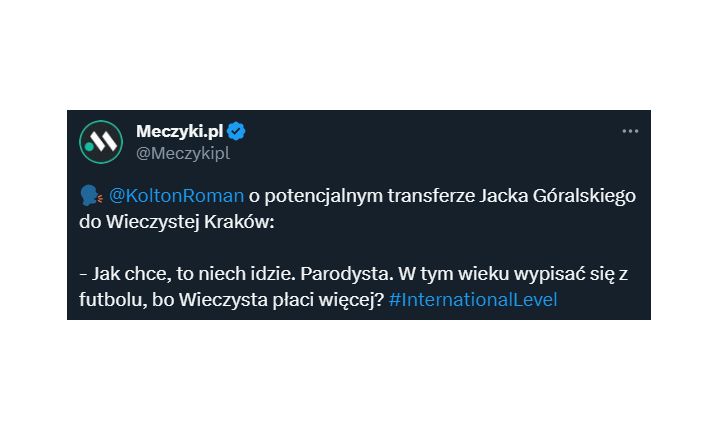 Roman Kołtoń OSTRO o transferze Góralskiego do Wieczystej!