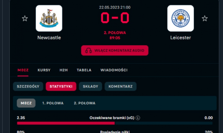 NIESPOTYKANE statystyki meczu Newcastle - Leicester do 90 minuty!