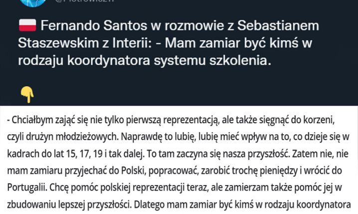 Fernando Santos o swojej ROLI w polskiej piłce!