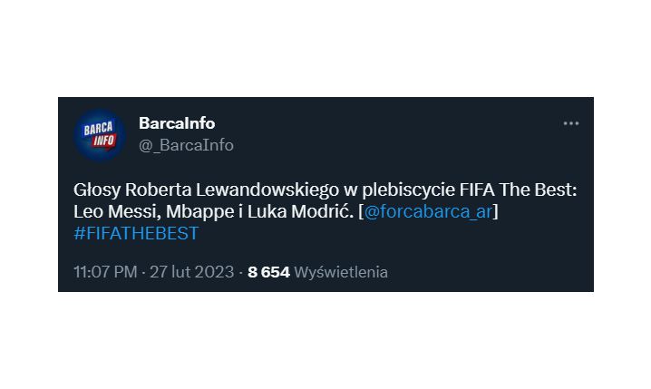 Ujawniono GŁOSY Lewandowskiego w plebiscycie FIFA The Best!