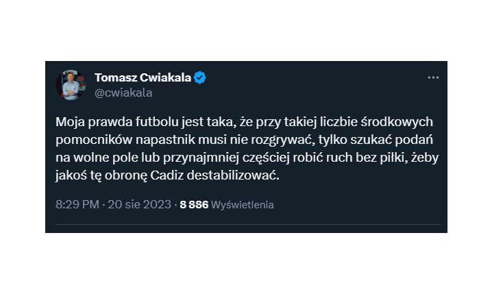 Tomasz Ćwiąkała o grze Roberta Lewandowskiego...