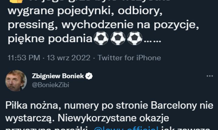 TWEETY Zbigniewa Bońka po meczu Barcy z Bayernem! :D