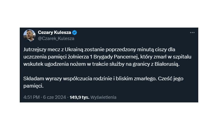 Minuta ciszy przed meczem Polski z Ukrainą