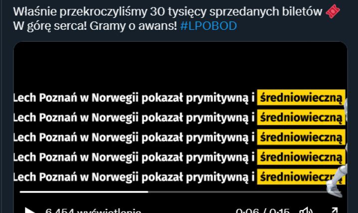 Tak Lech Poznań reklamuje sprzedaż biletów na mecz z Bodo... :D