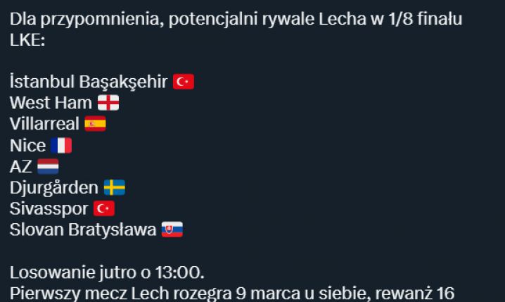 POTENCJALNI rywale Lecha Poznań w 1/8 LKE!