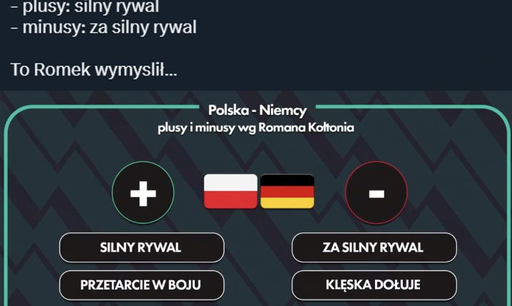 PLUSY i MINUSY meczu Polska - Niemcy według Romana Kołtonia... xD