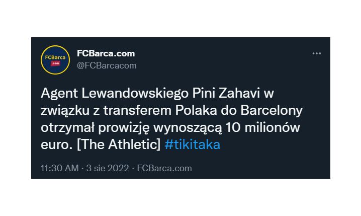 PROWIZJA dla Piniego Zahaviego za transfer Lewego!