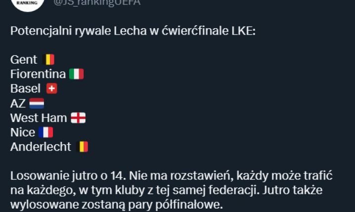 Potencjalni RYWALE Lecha Poznań w ćwierćfinale LKE!