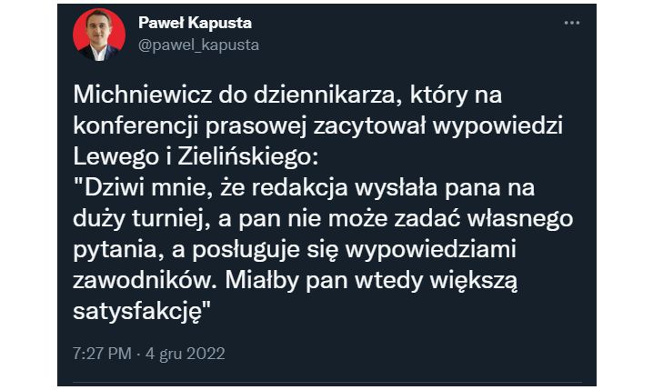 ZASKAKUJĄCE SŁOWA Michniewicza do dziennikarza cytującego Lewego i Zielińskiego!