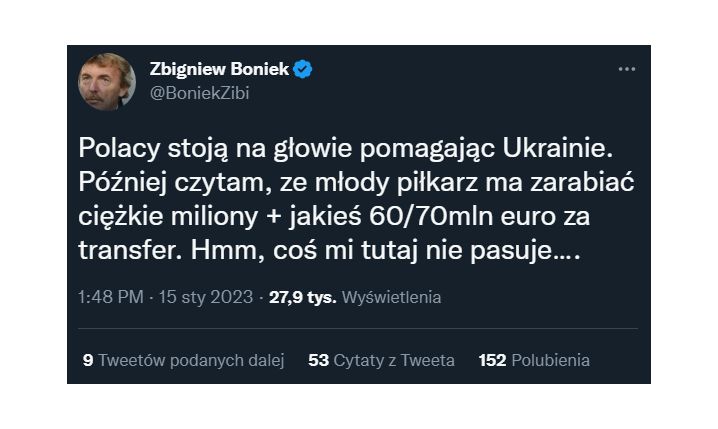 SZOKUJĄCY TWEET Zbigniewa Bońka nt. transferu Mudryka!