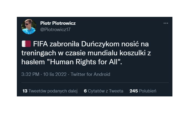 SZOK! FIFA zabroniła Duńczykom promowanie TAKIEGO HASŁA na MŚ w Katarze!