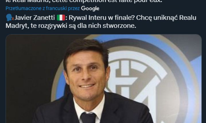 Javier Zanetti zdradził, kogo chce UNIKNĄĆ w finale LM!