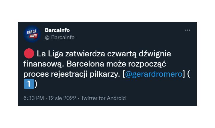 DOBRE WIEŚCI DLA BARCELONY!