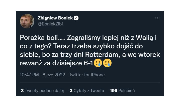 TWEET Zbigniewa Bońka po meczu z Belgią! :D